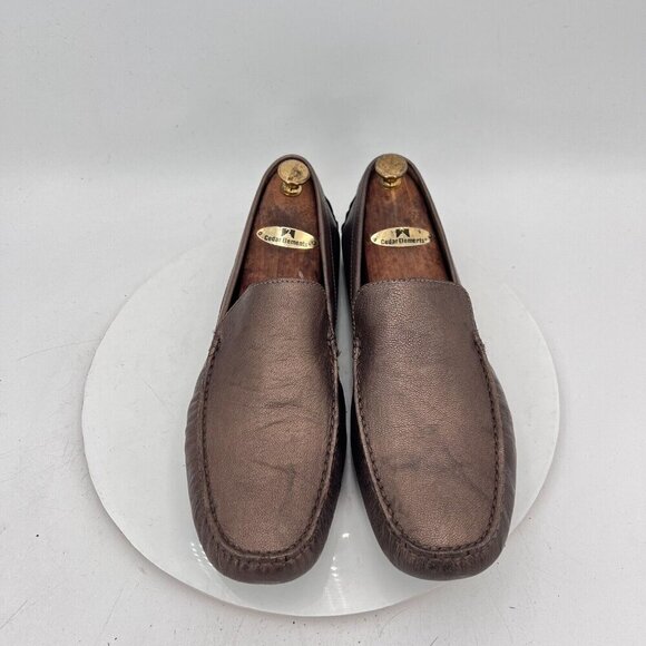 Donald J Pliner Vieto Men Size 11M Gold leather Slip On Loafer Casual Shoes - Picture 3 of 14